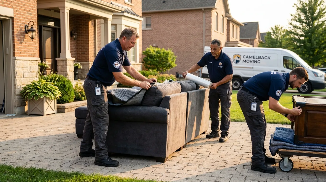 Large estate moving crew wrapping furniture in Leipsic, OH